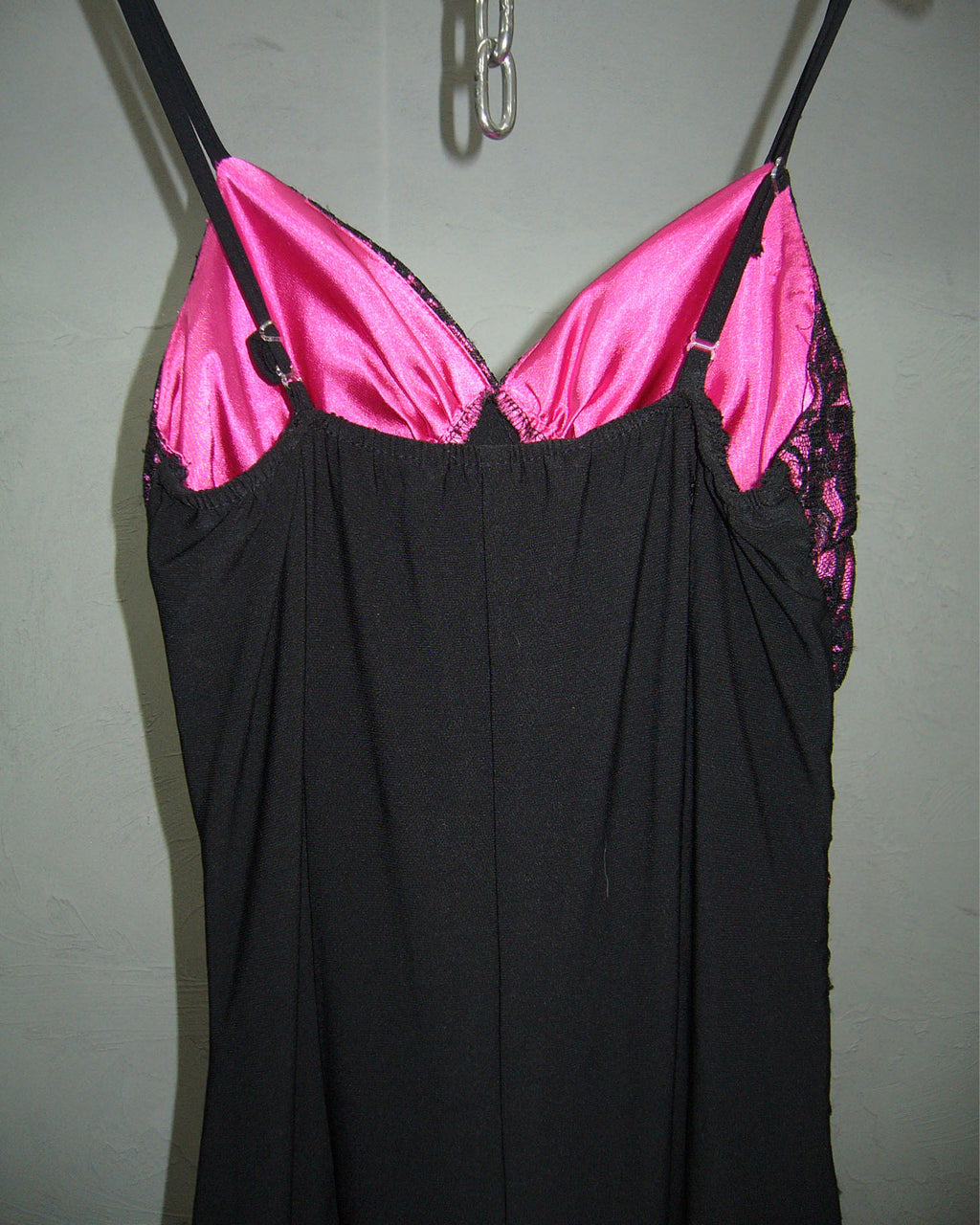 [Vintage] Pink Black Lace Long Dress