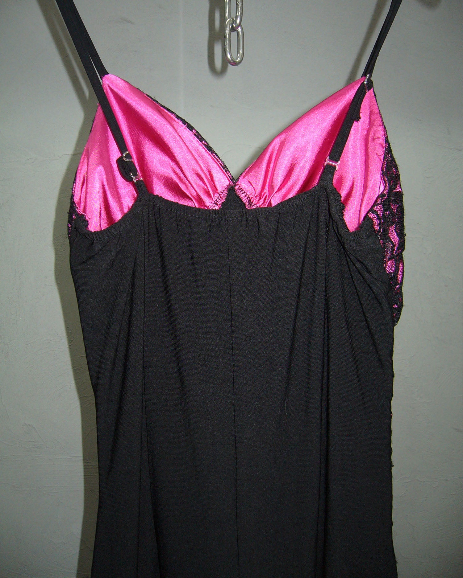 [Vintage] Pink Black Lace Long Dress