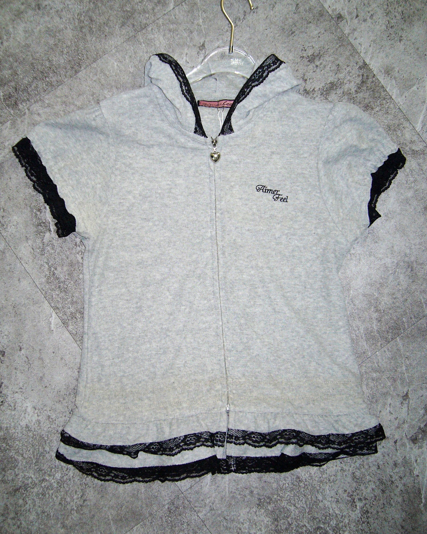 [Vintage] AIMERFEEL Grey Zipup Top