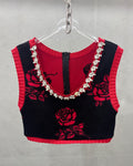 [Vintage] Rhinestone Rose Knit Vest