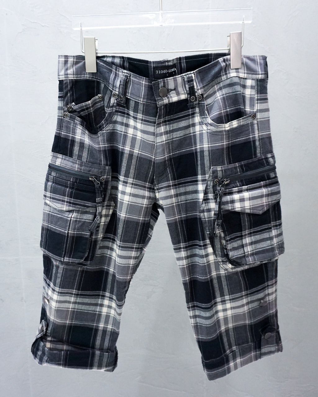 [Vintage] 31040=UOMO Check Pattern Cargo Shorts