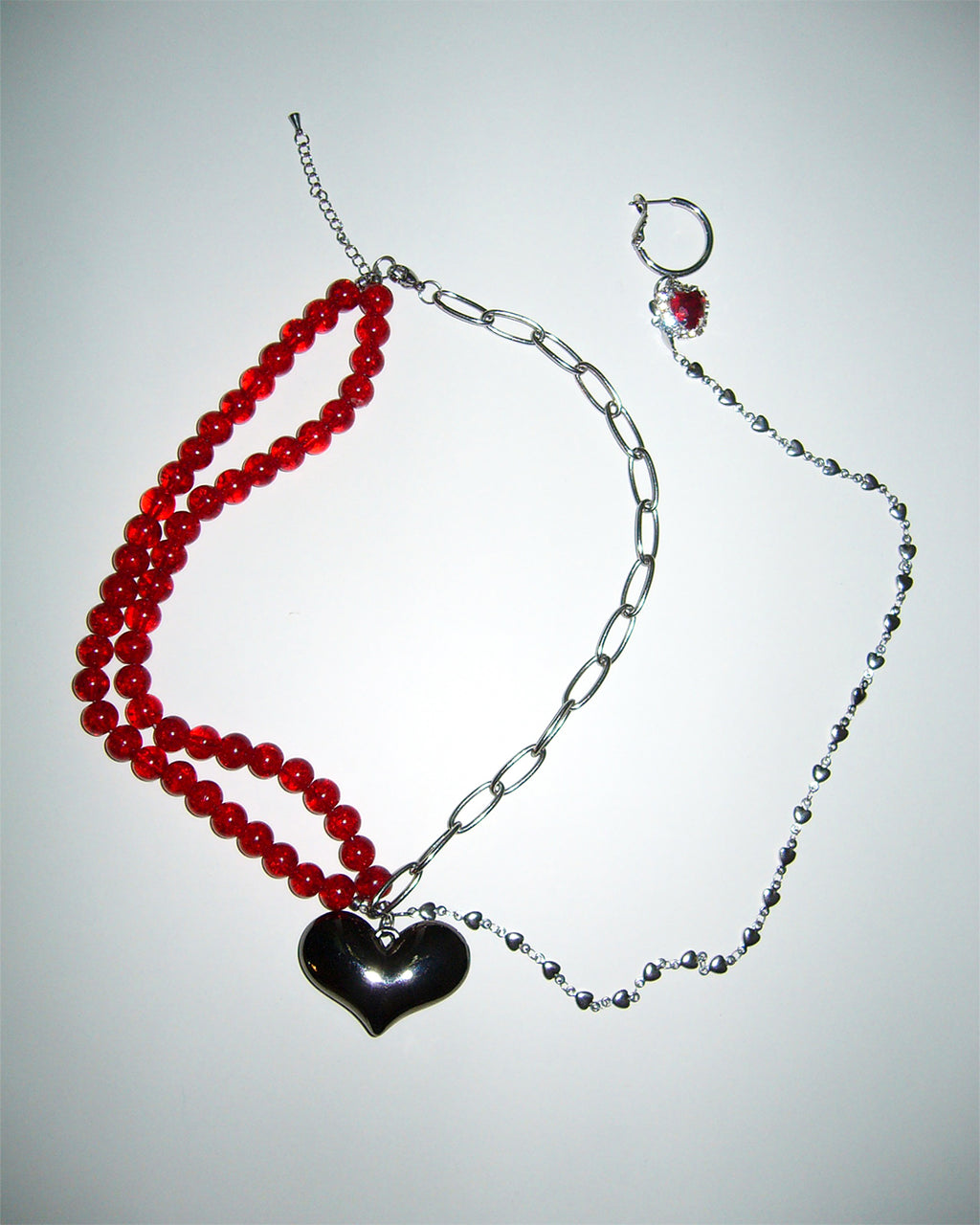 [SukiSuki] Earring Connected Heart Necklace