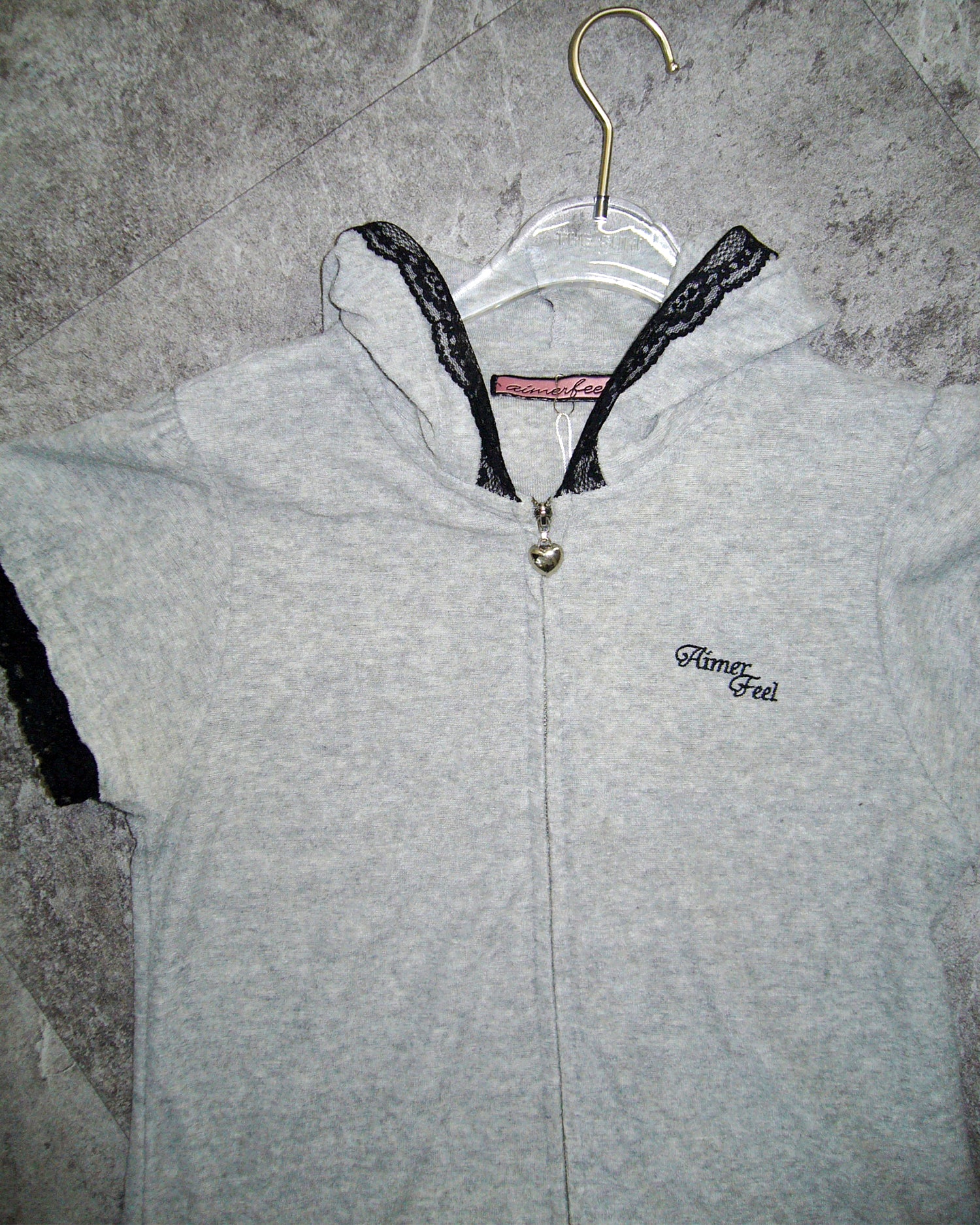 [Vintage] AIMERFEEL Grey Zipup Top
