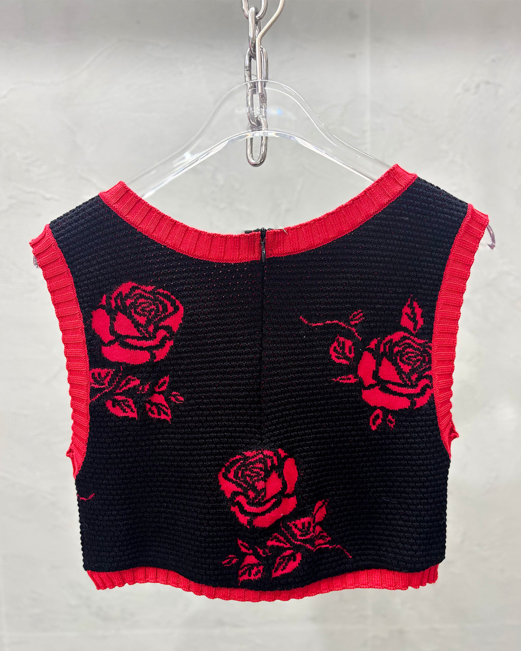 [Vintage] Rhinestone Rose Knit Vest