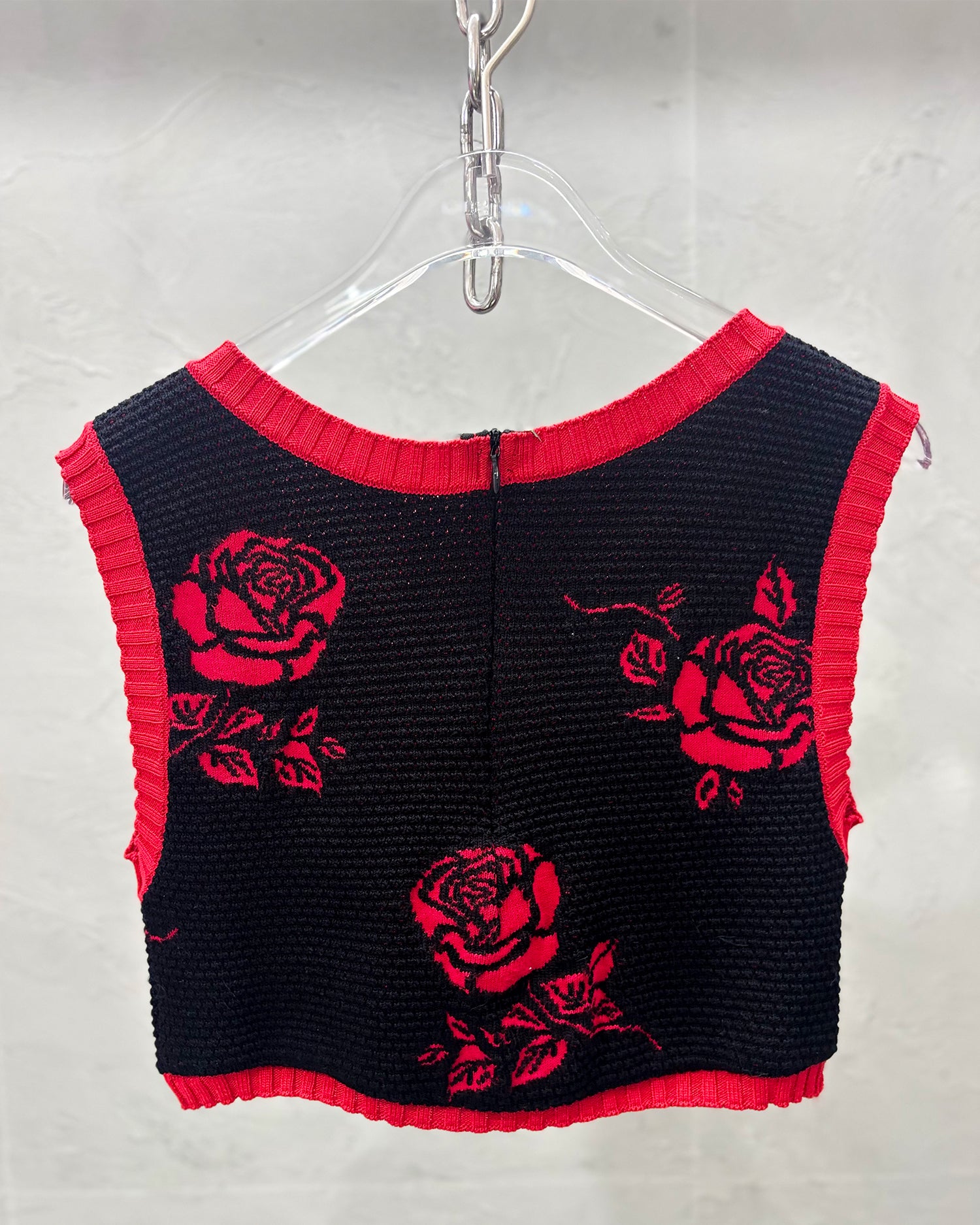 [Vintage] Rhinestone Rose Knit Vest