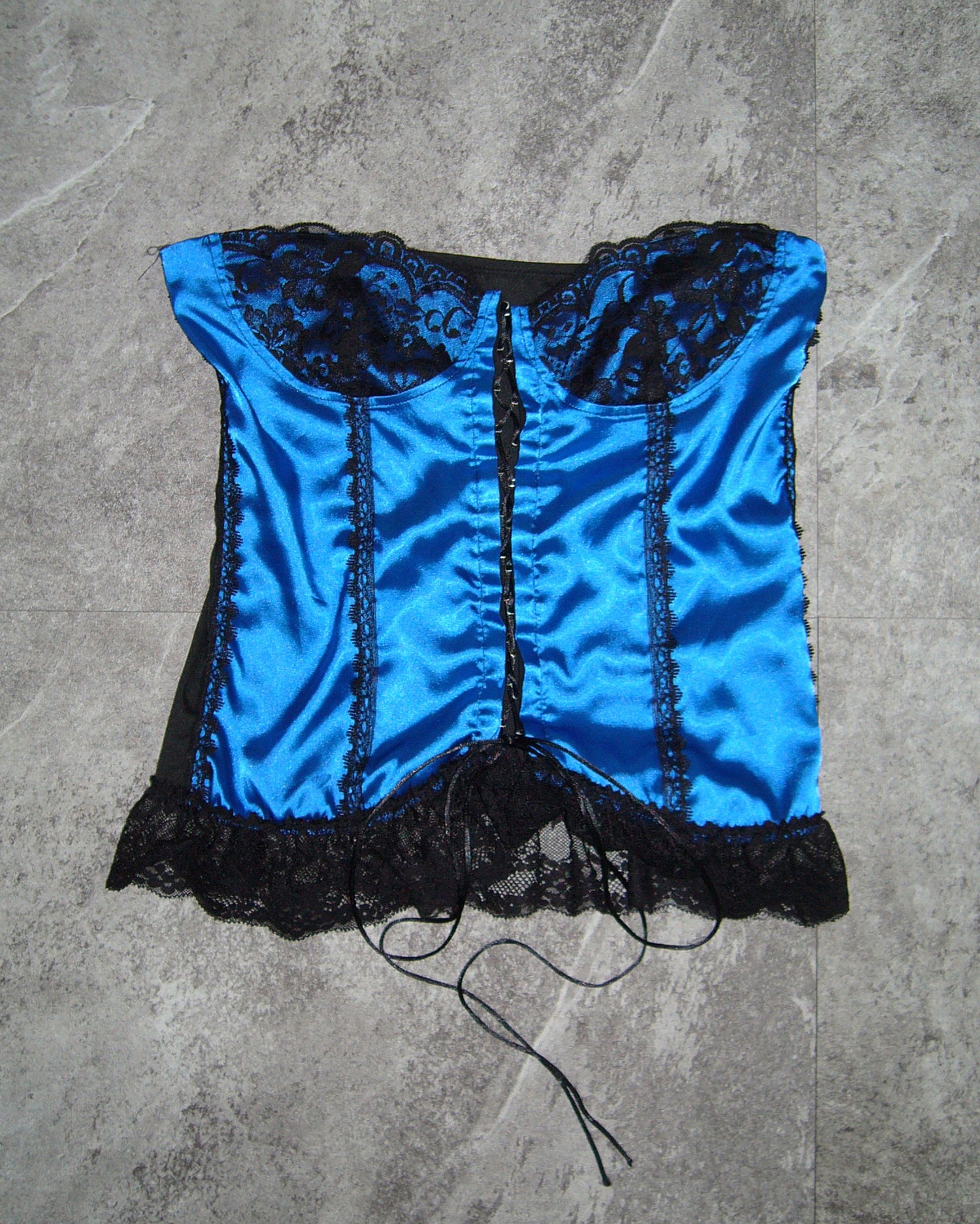 [Vintage] HALFHEART Blue Satin Corset Top