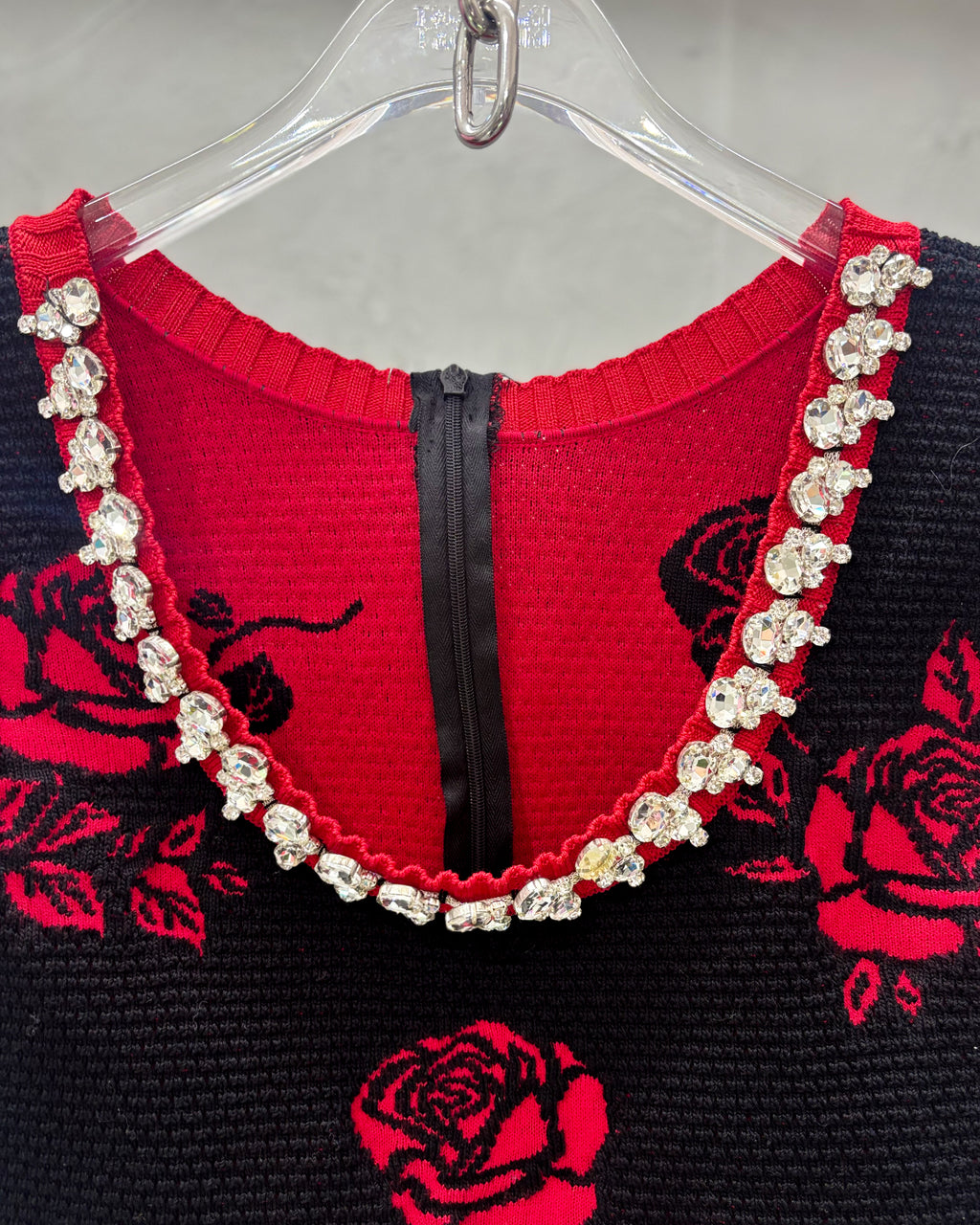 [Vintage] Rhinestone Rose Knit Vest