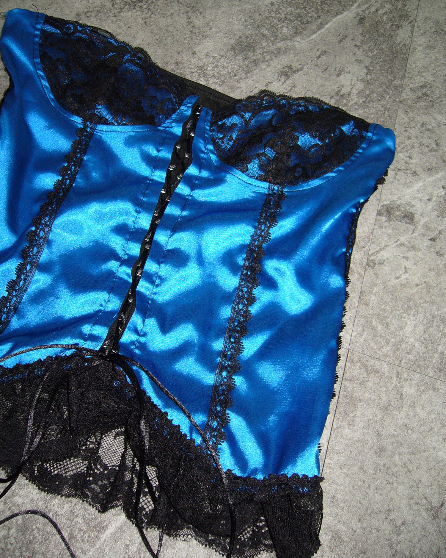 [Vintage] HALFHEART Blue Satin Corset Top