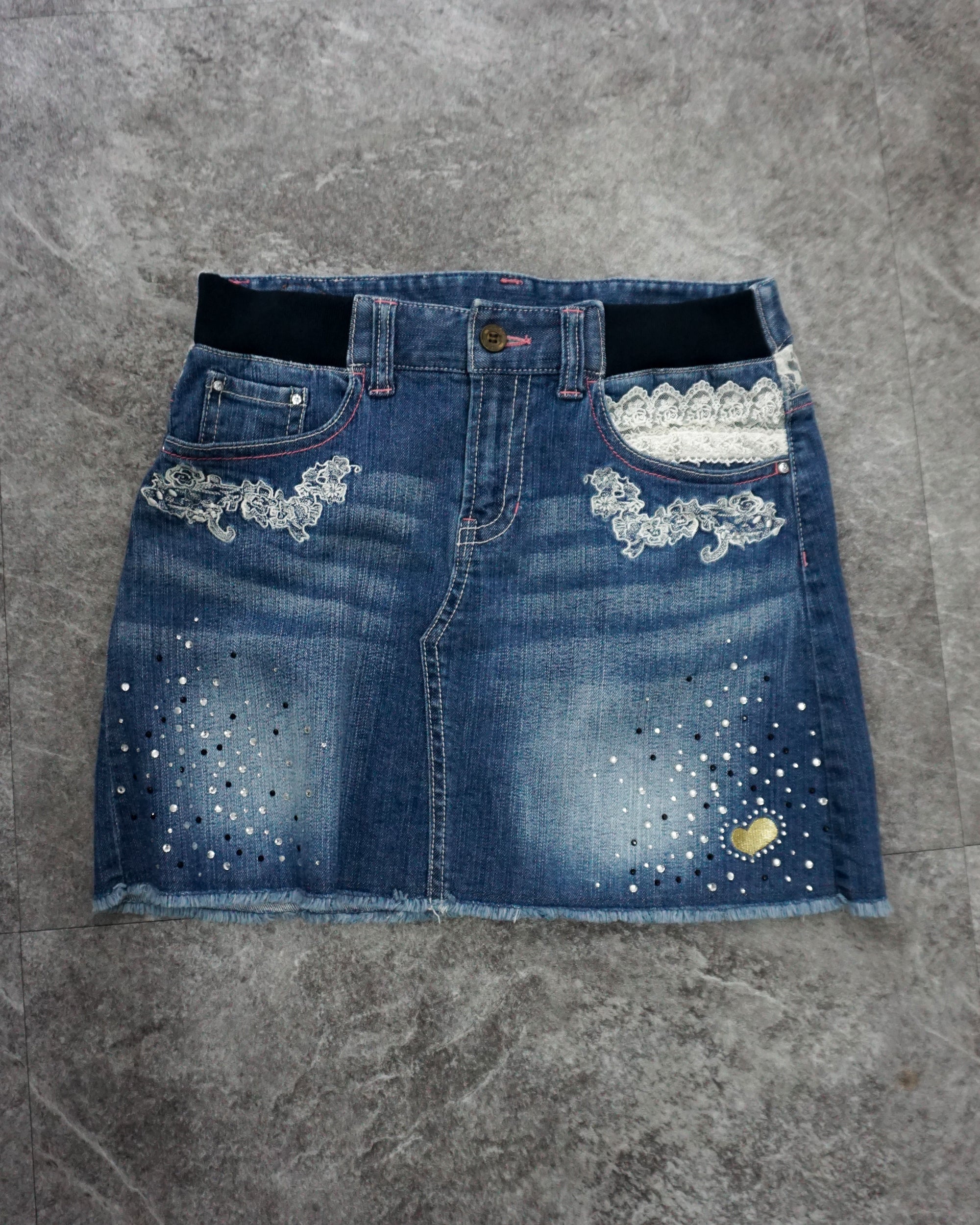 [Vintage] &Love Lace Denim Skirt