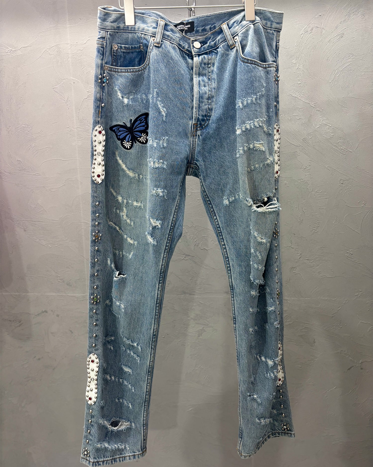 [Vintage] Crawling Death Butterfly Studs Denim