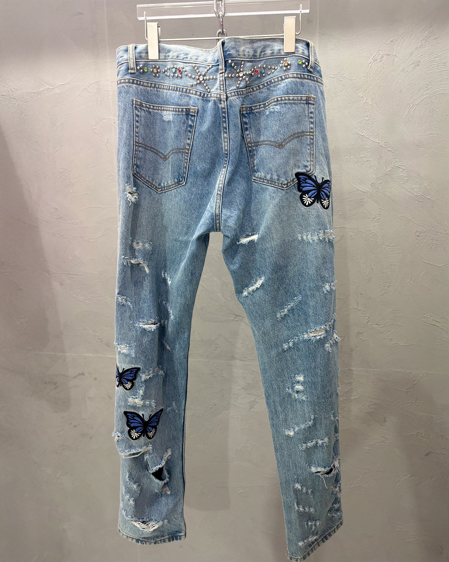 [Vintage] Crawling Death Butterfly Studs Denim