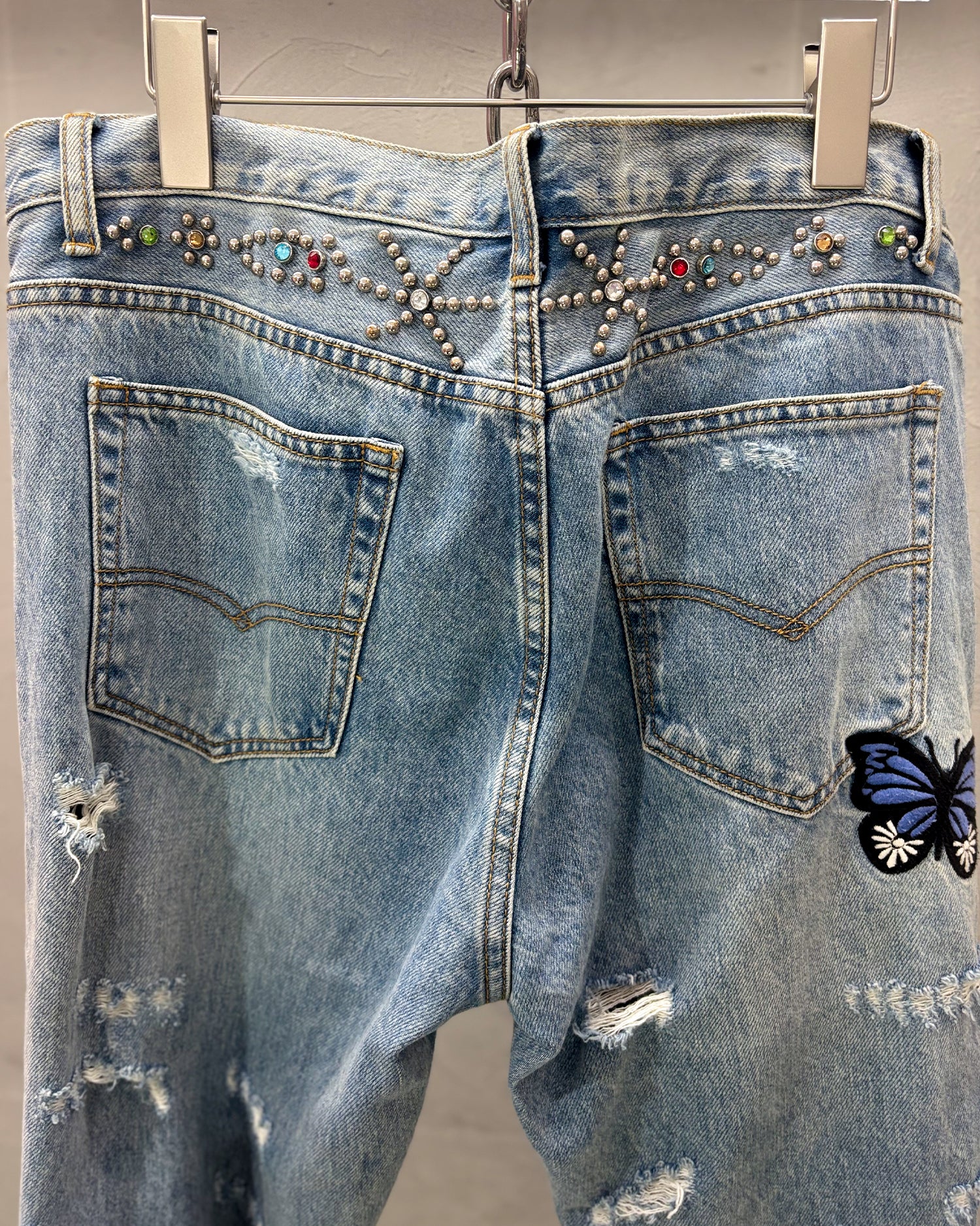 [Vintage] Crawling Death Butterfly Studs Denim