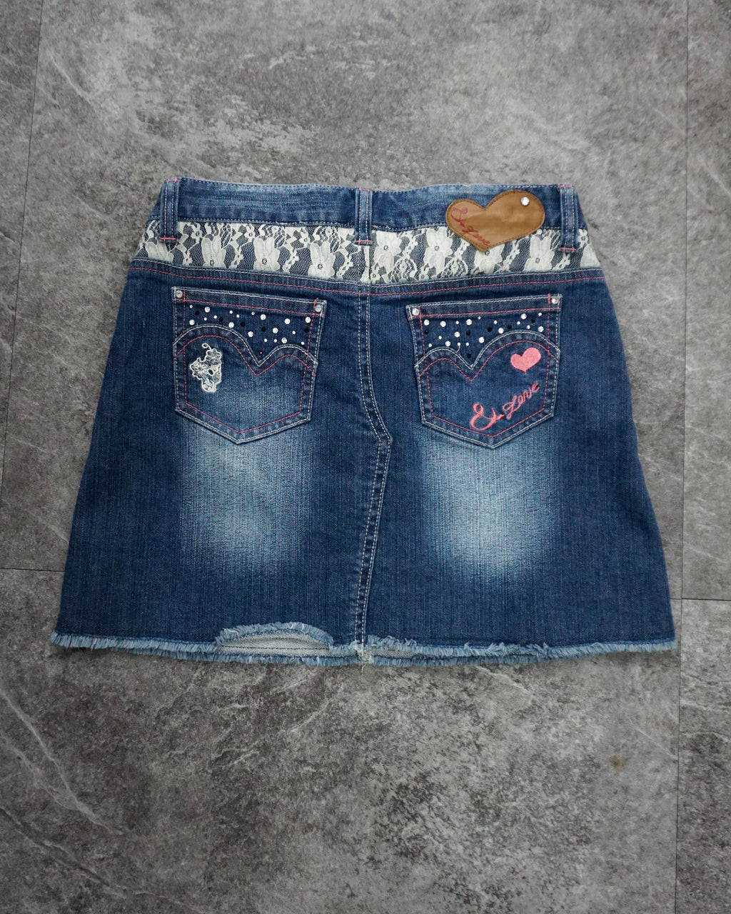 [Vintage] &Love Lace Denim Skirt