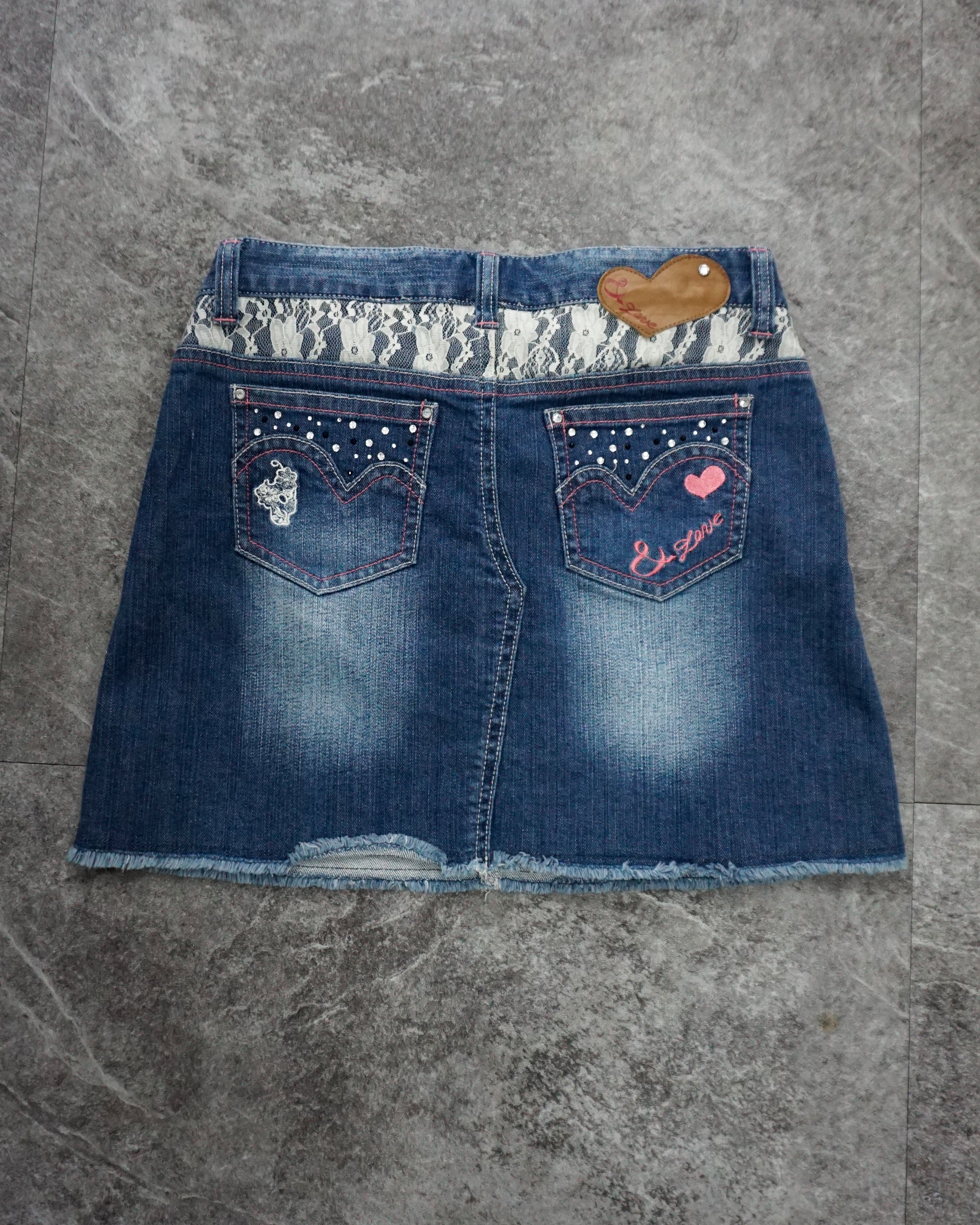 [Vintage] &Love Lace Denim Skirt
