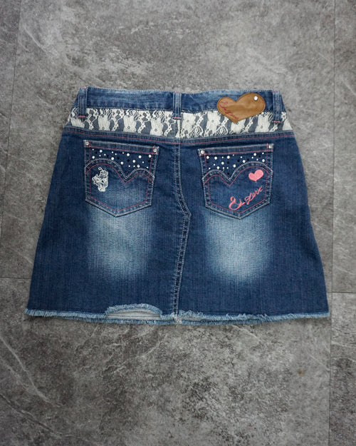 [Vintage] &Love Lace Denim Skirt