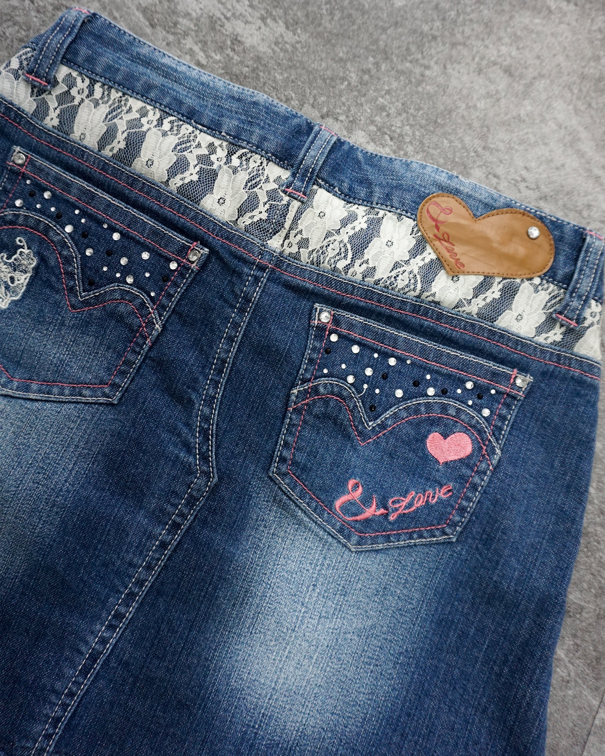 [Vintage] &Love Lace Denim Skirt