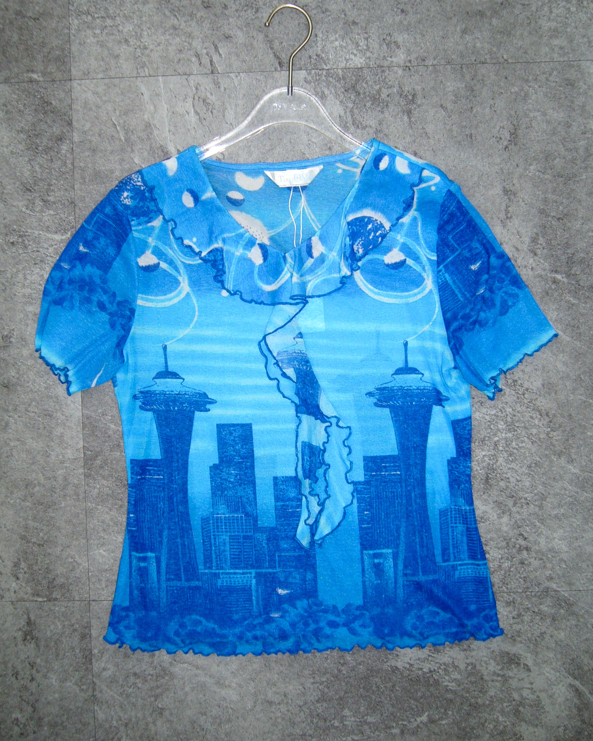 [Vintage] Blue Ruffle Top