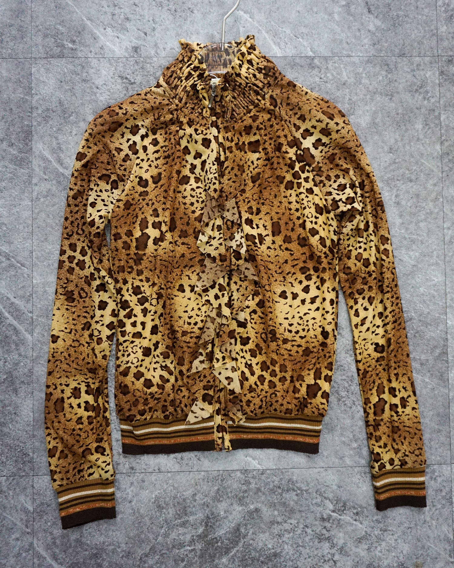 [Vintage] Leopard Frill Zip Up