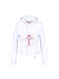 [Yusuki] Logo Rhinestone Hoodie (White)