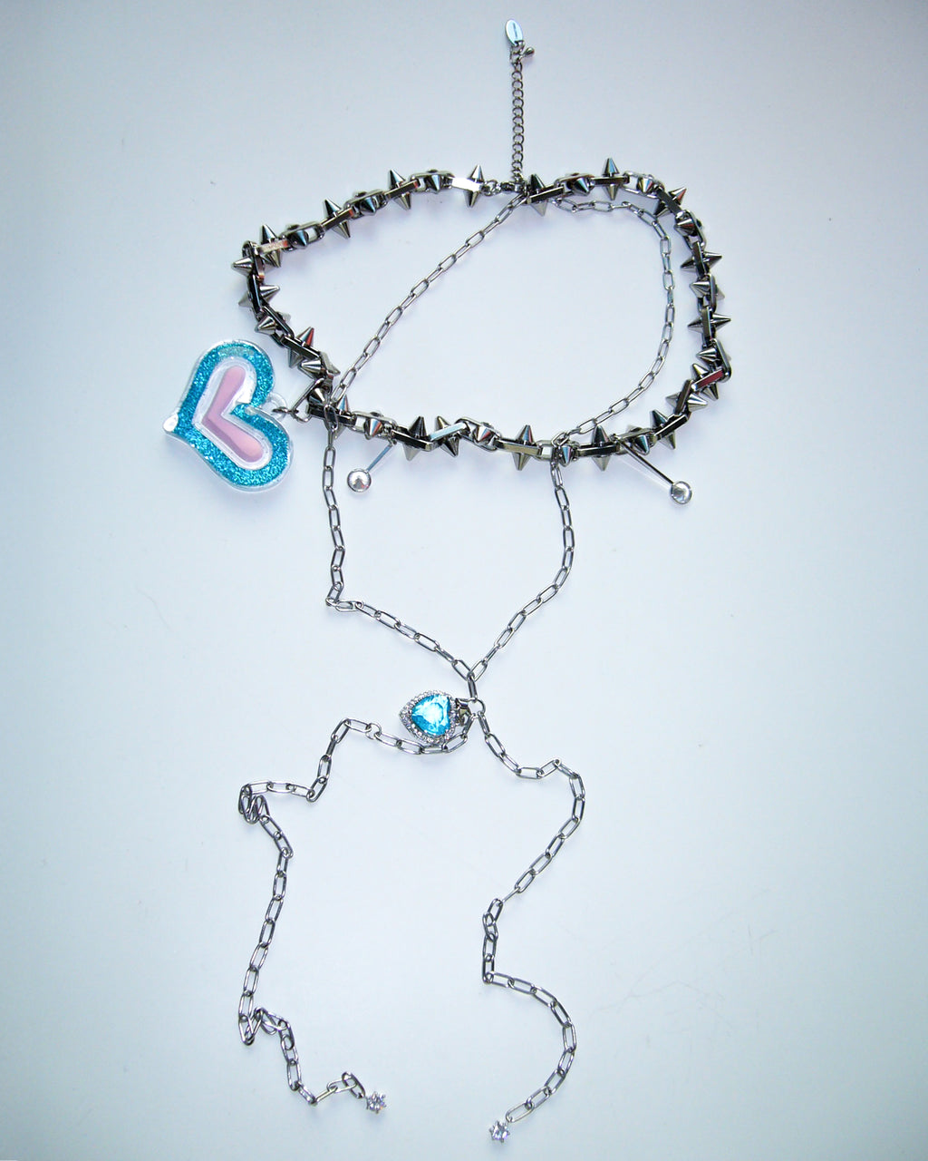 [SukiSuki] Spiky Blue Heart Necklace