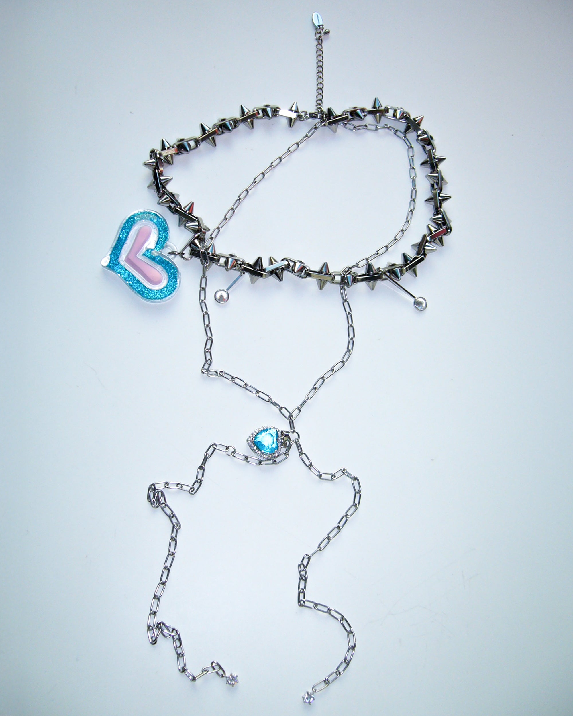 [SukiSuki] Spiky Blue Heart Necklace