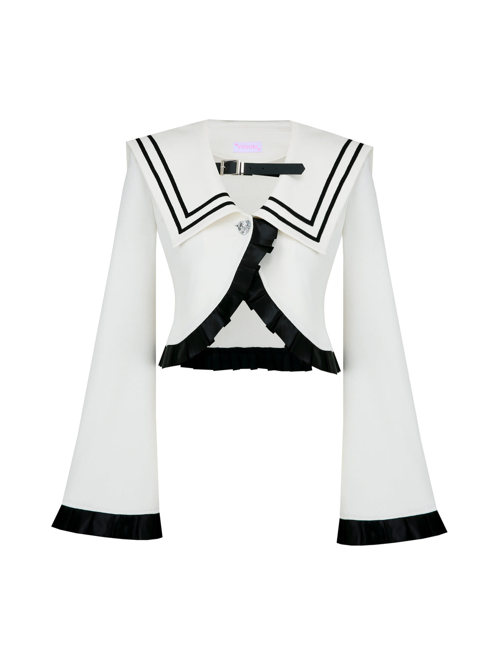 [Yusuki] Cropped Sailor Jacket (Ivory)