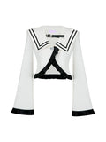 [Yusuki] Cropped Sailor Jacket (Ivory)