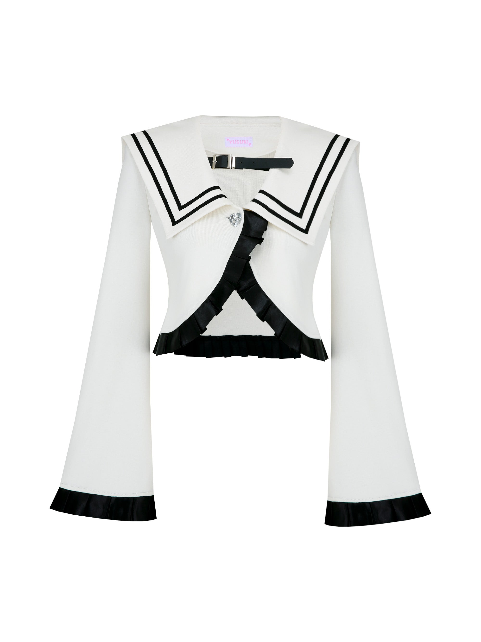 [Yusuki] Cropped Sailor Jacket (Ivory)