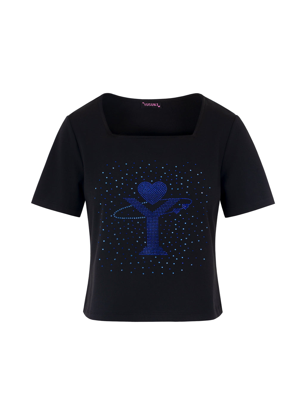 [Yusuki] Logo Rhinestone T-Shirt (Black)