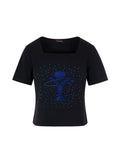 [Yusuki] Logo Rhinestone T-Shirt (Black)