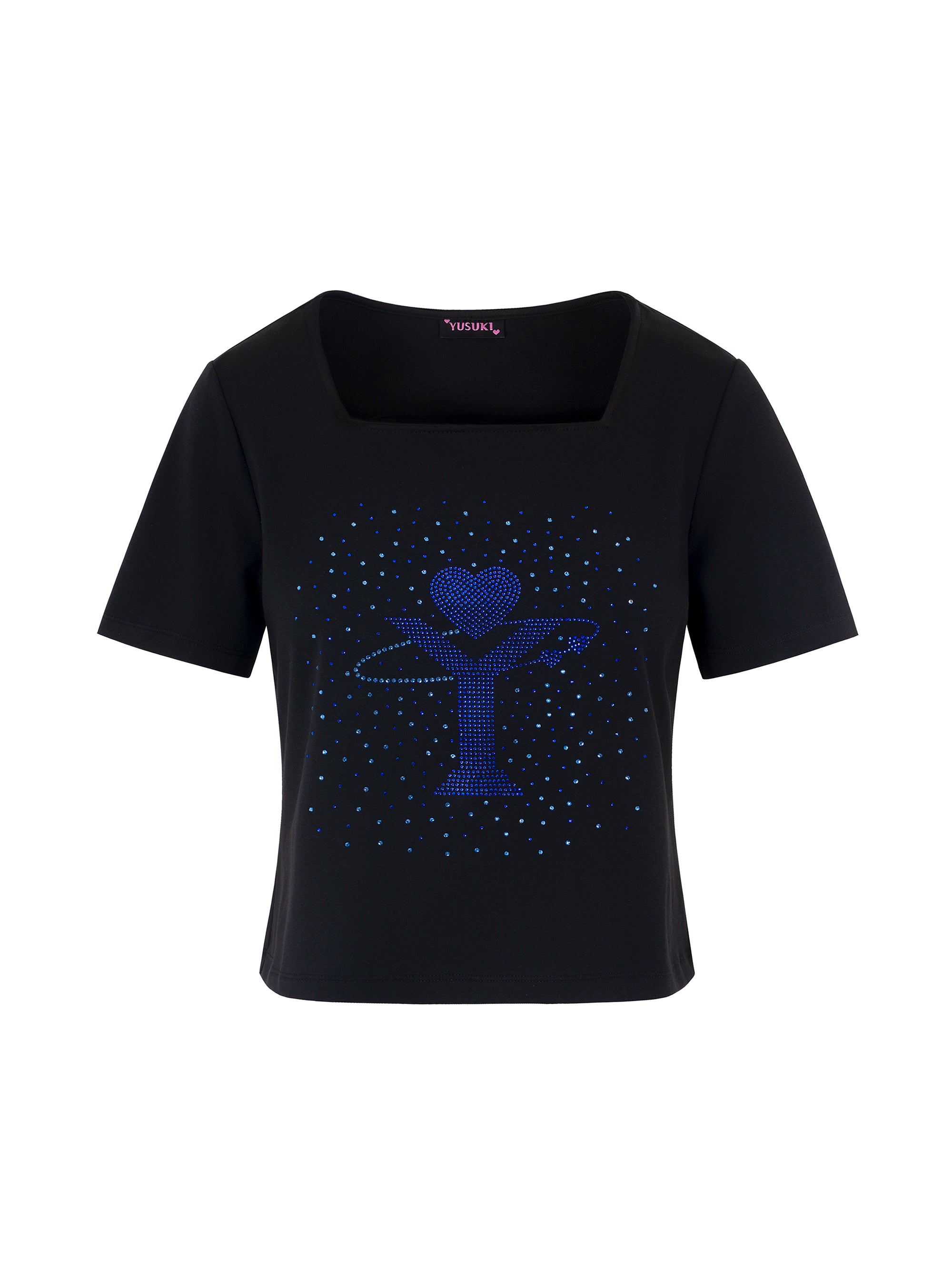 [Yusuki] Logo Rhinestone T-Shirt (Black)