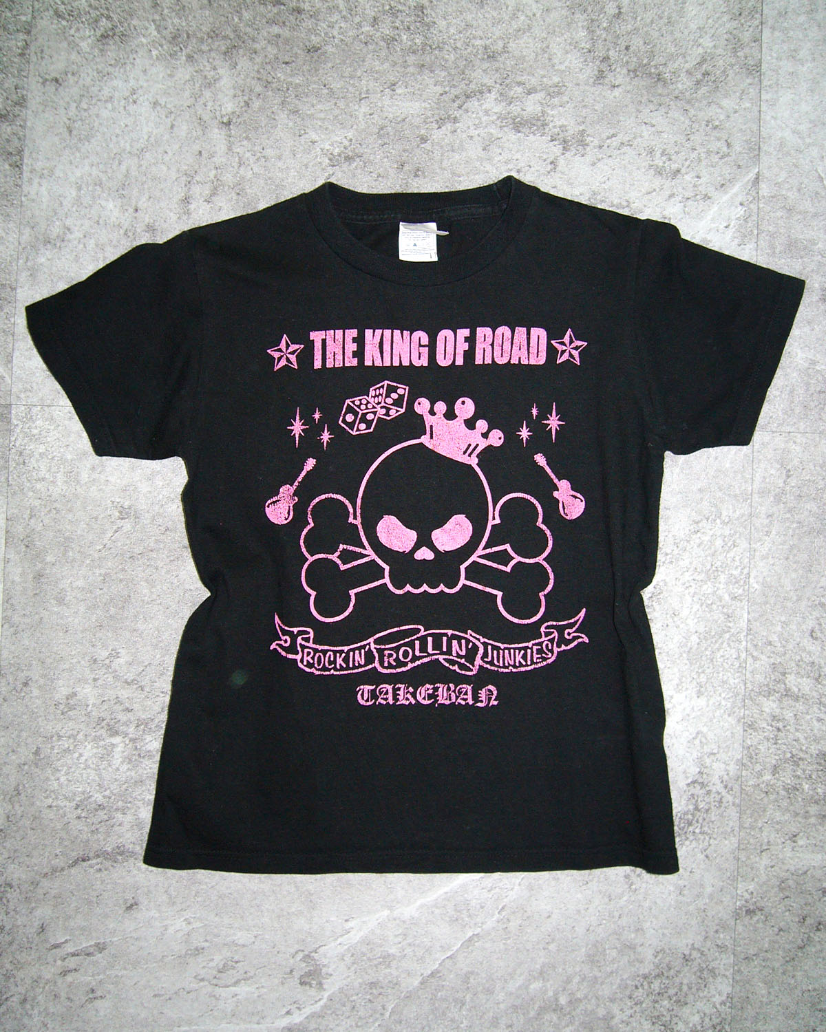 [Vintage] Black Pink Printing Top