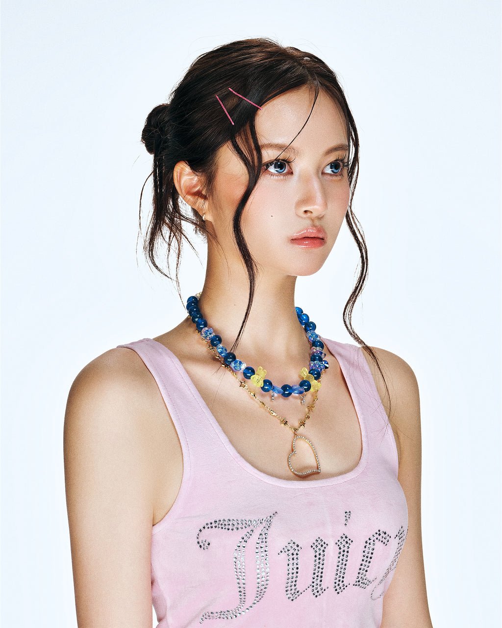 [SukiSuki] Blue Gold Heart Necklace