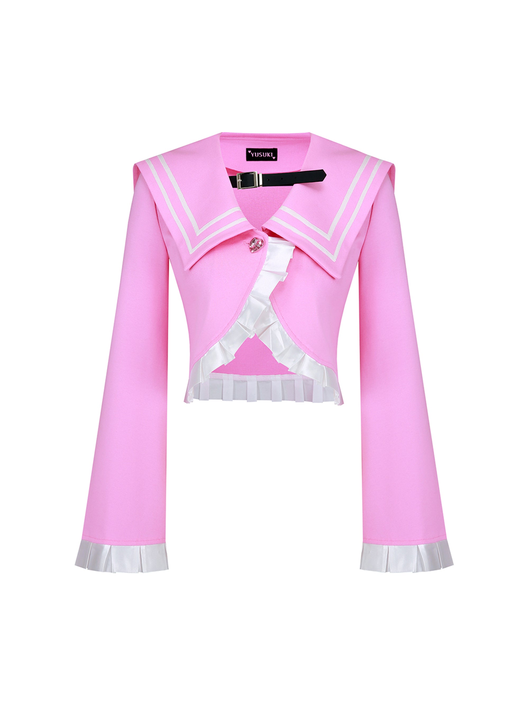 [Yusuki] Cropped Sailor Jacket (Pink)