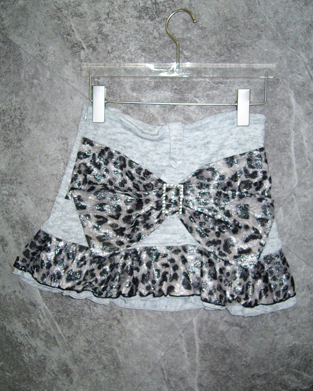 [Vintage] d.i.a Grey Leopard Ribbon Skirt