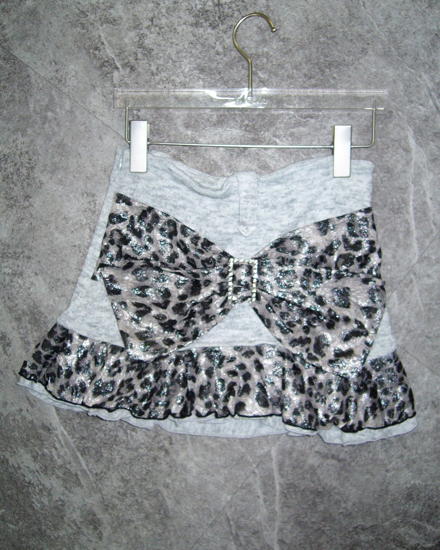 [Vintage] d.i.a Grey Leopard Ribbon Skirt