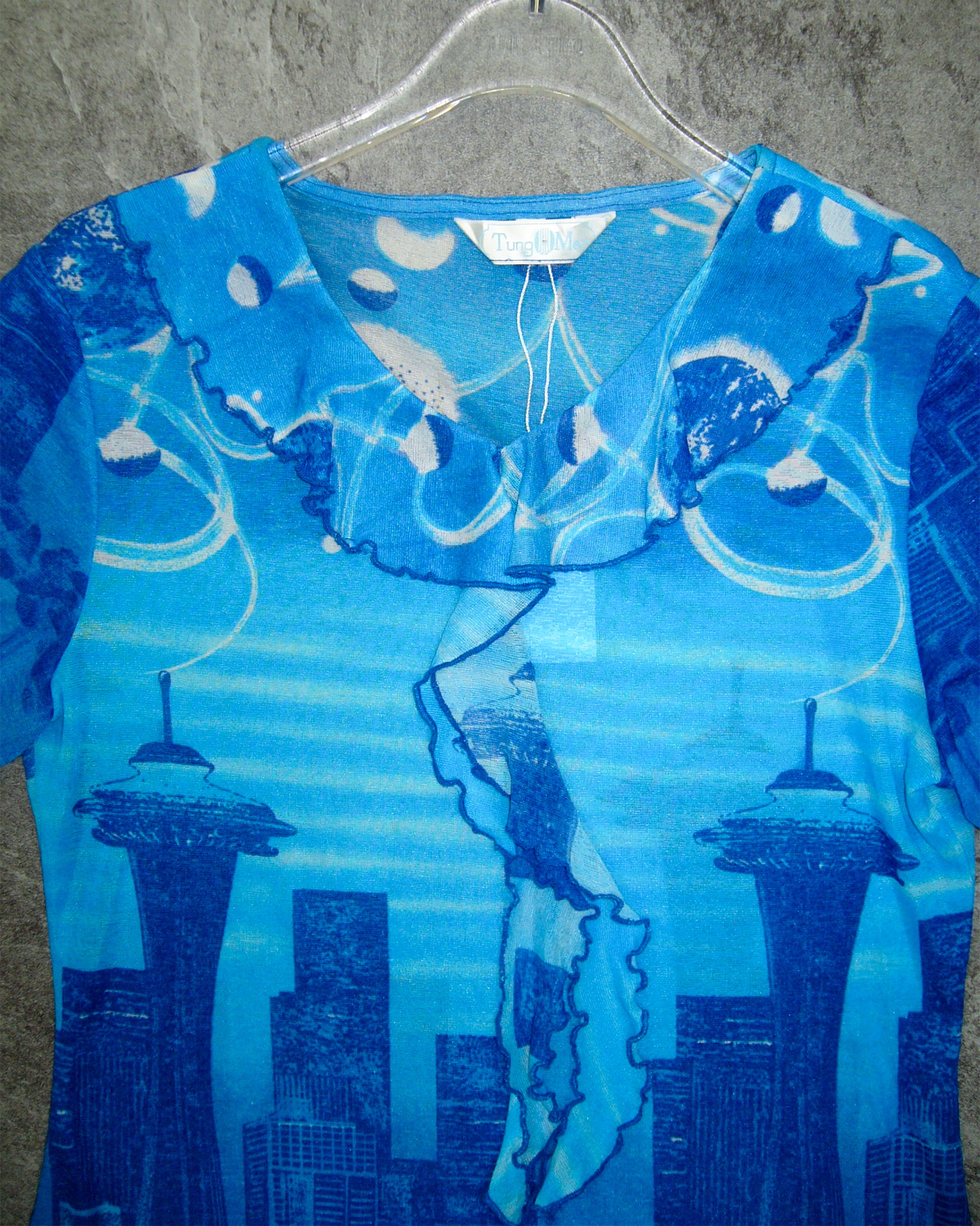 [Vintage] Blue Ruffle Top