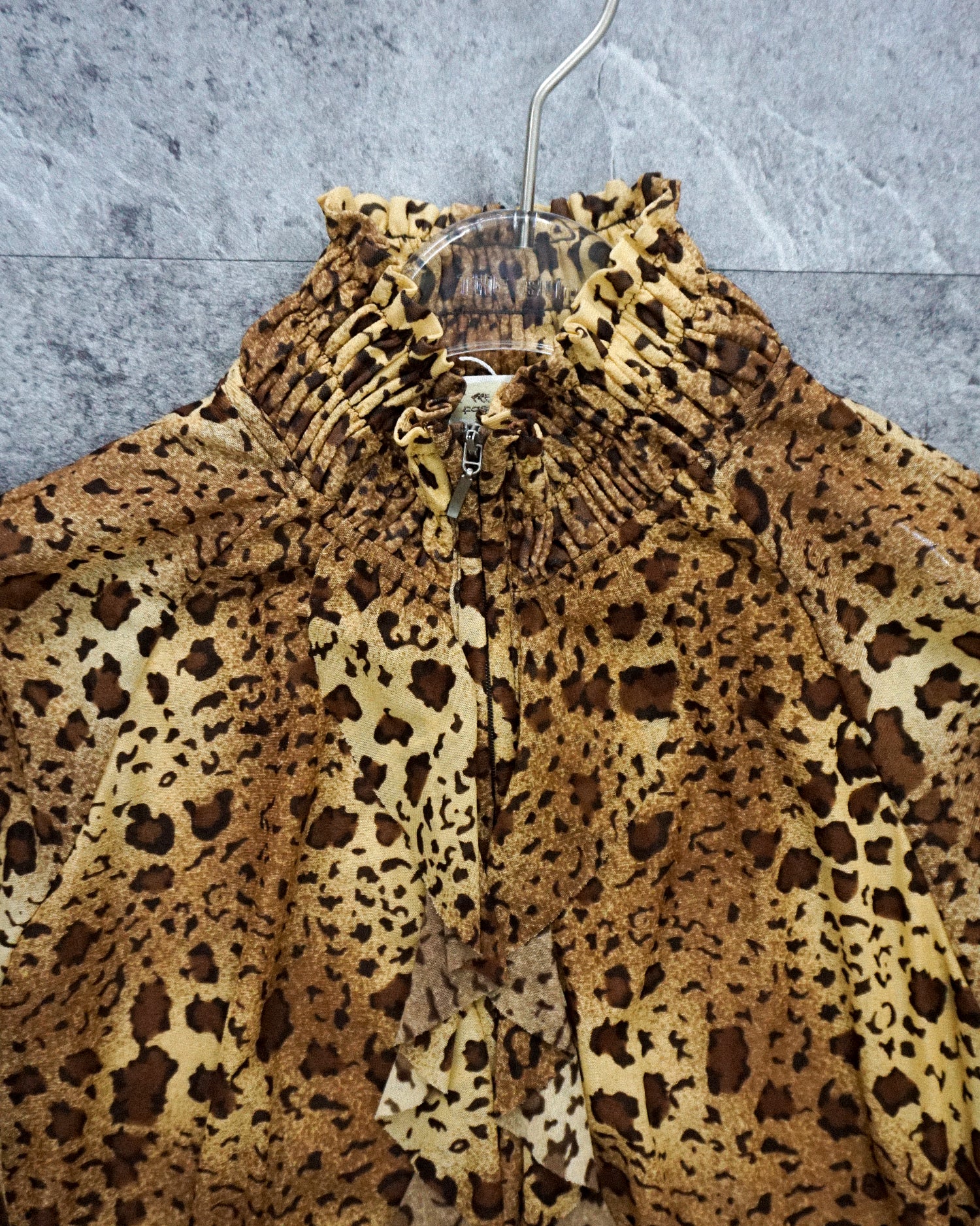 [Vintage] Leopard Frill Zip Up