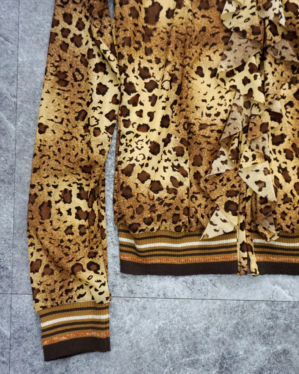 [Vintage] Leopard Frill Zip Up
