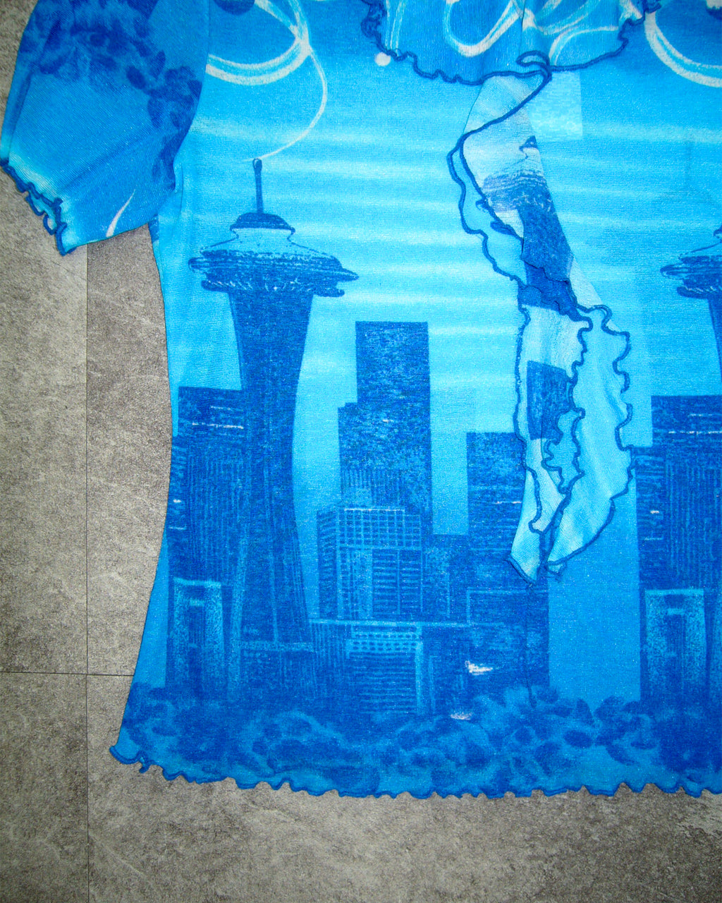 [Vintage] Blue Ruffle Top