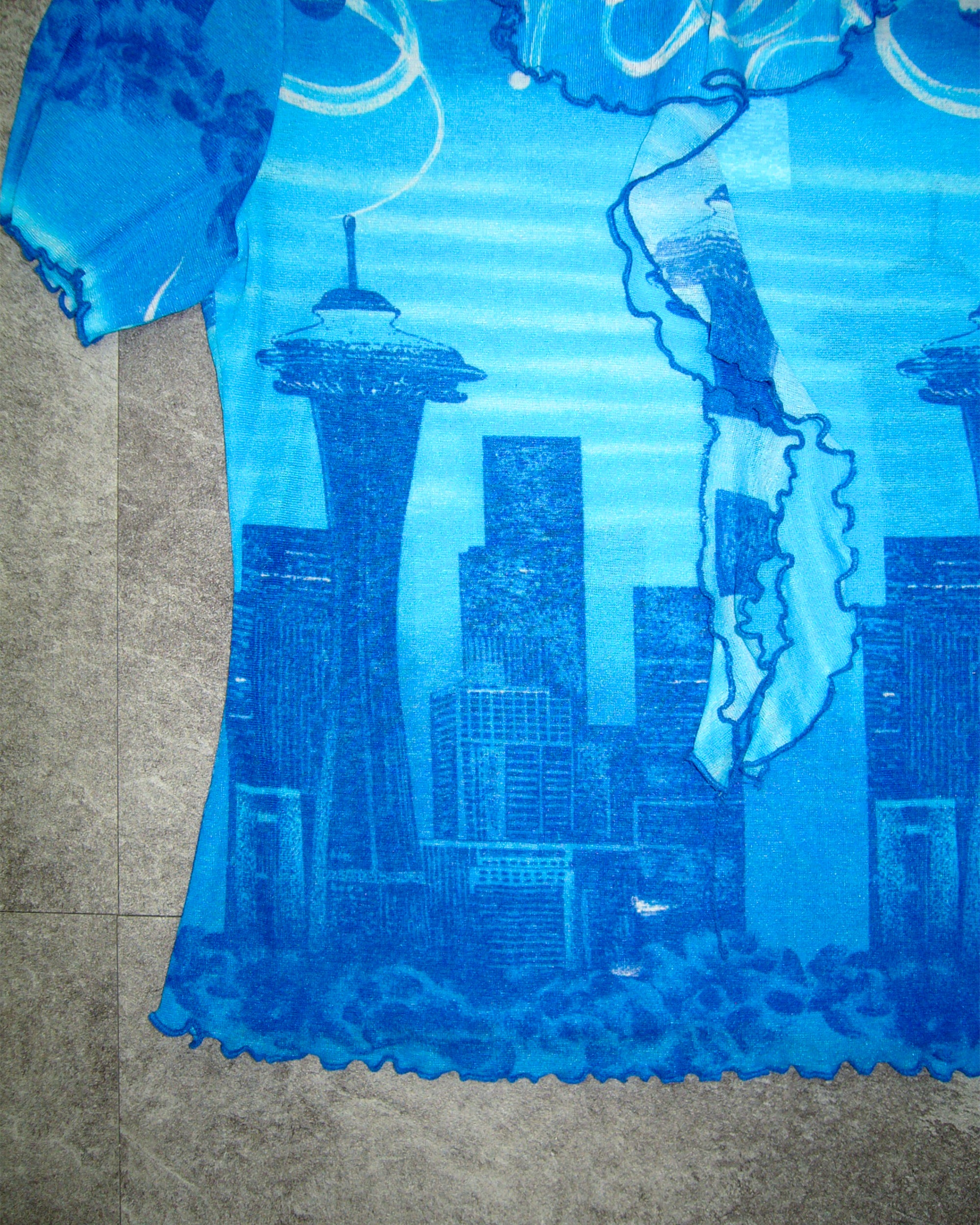 [Vintage] Blue Ruffle Top