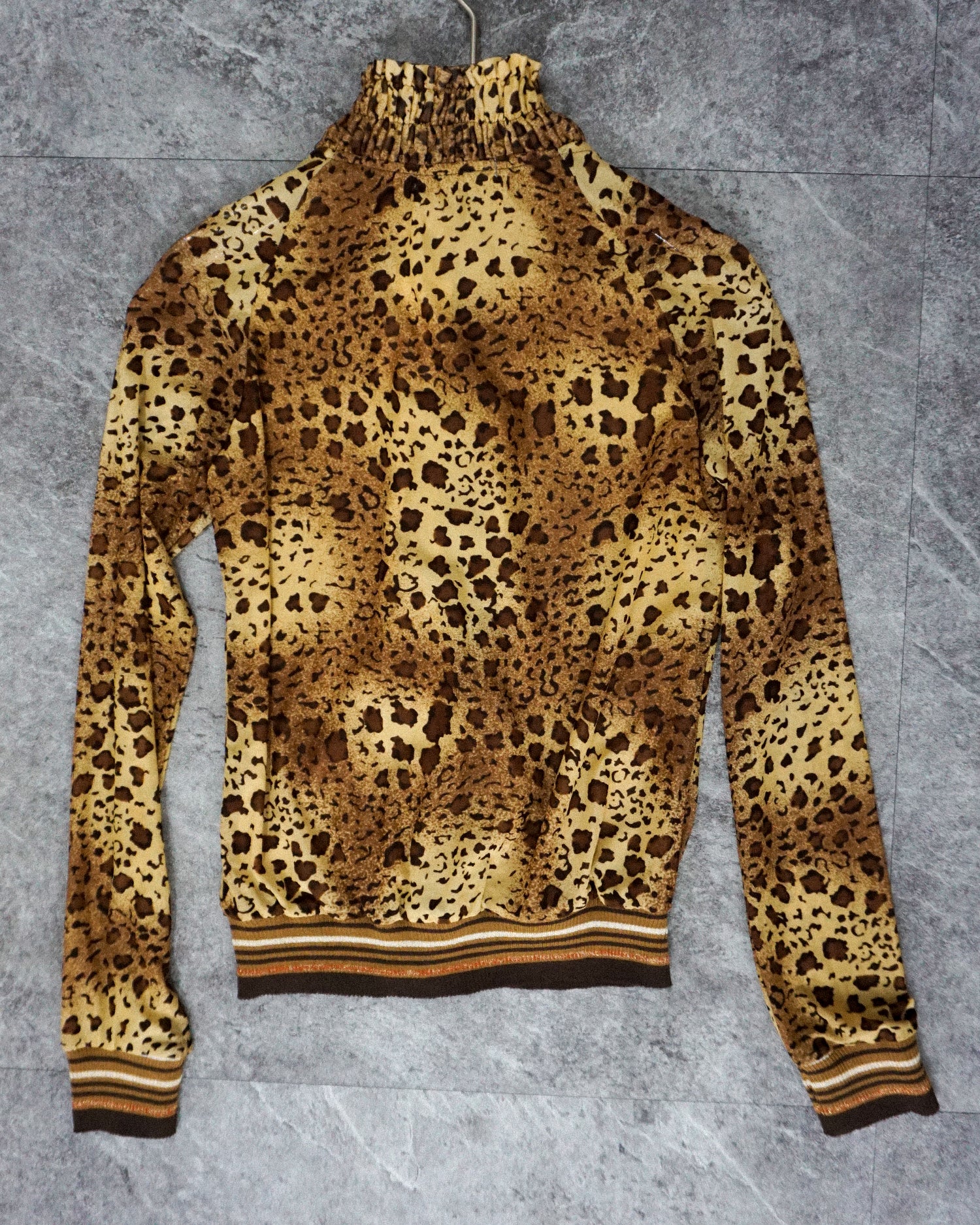 [Vintage] Leopard Frill Zip Up