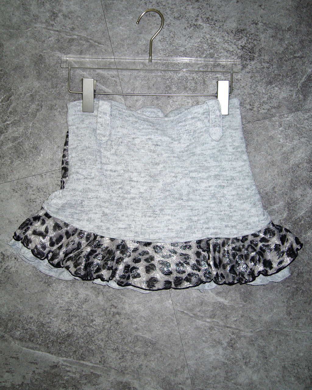 [Vintage] d.i.a Grey Leopard Ribbon Skirt