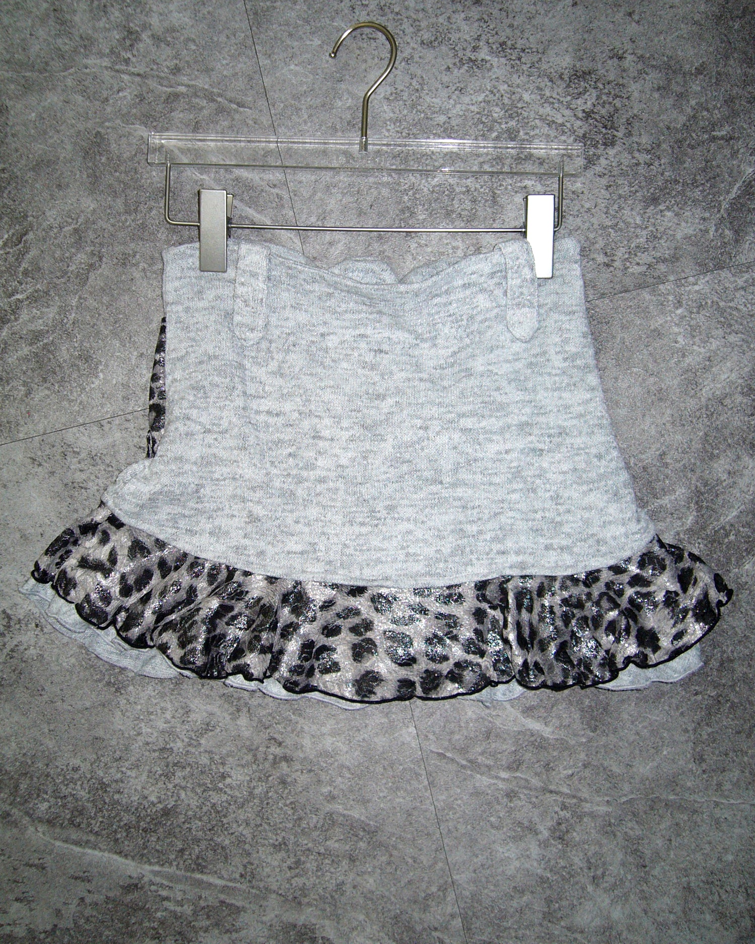 [Vintage] d.i.a Grey Leopard Ribbon Skirt