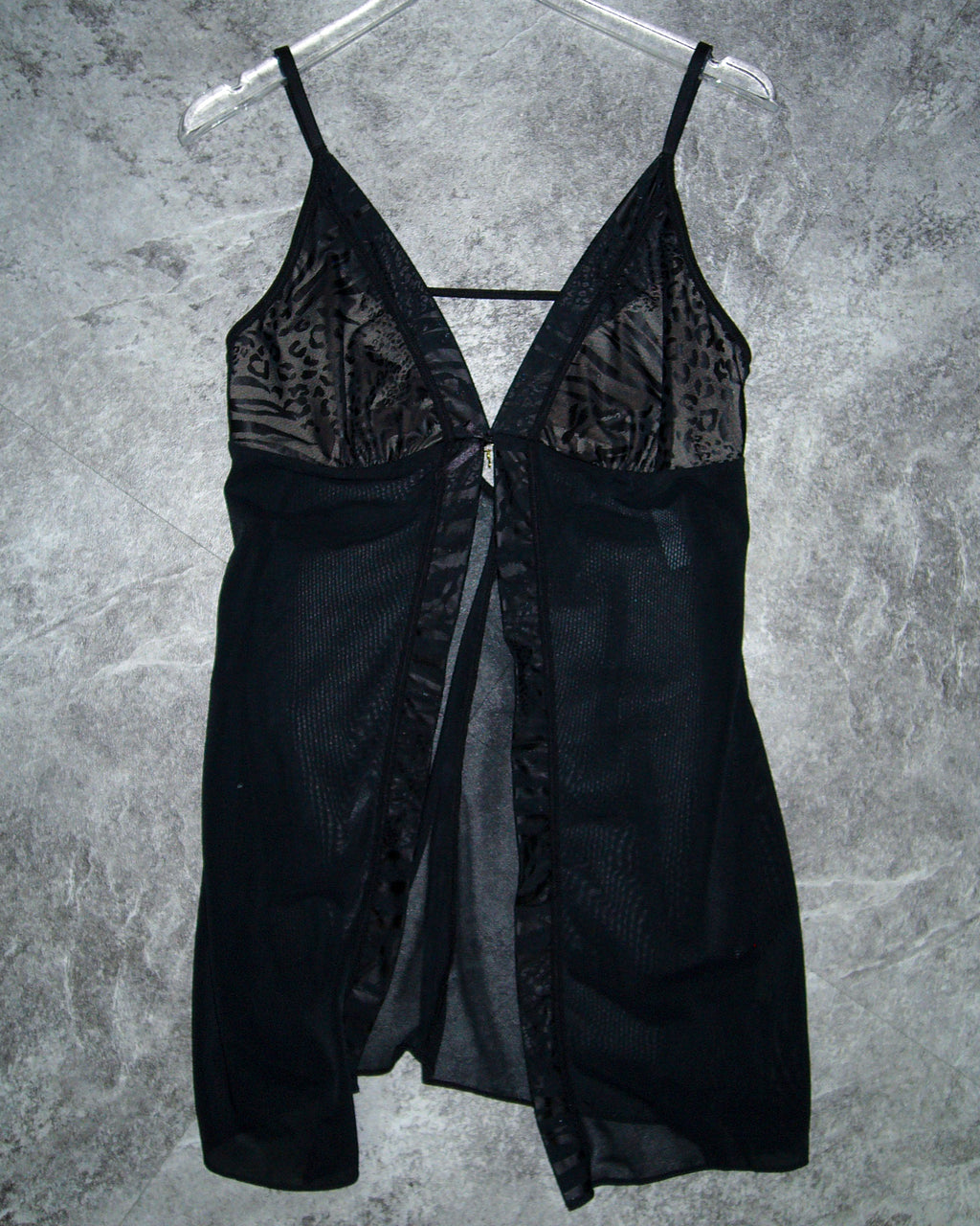 [Vintage] Black Sheer Leopard Top