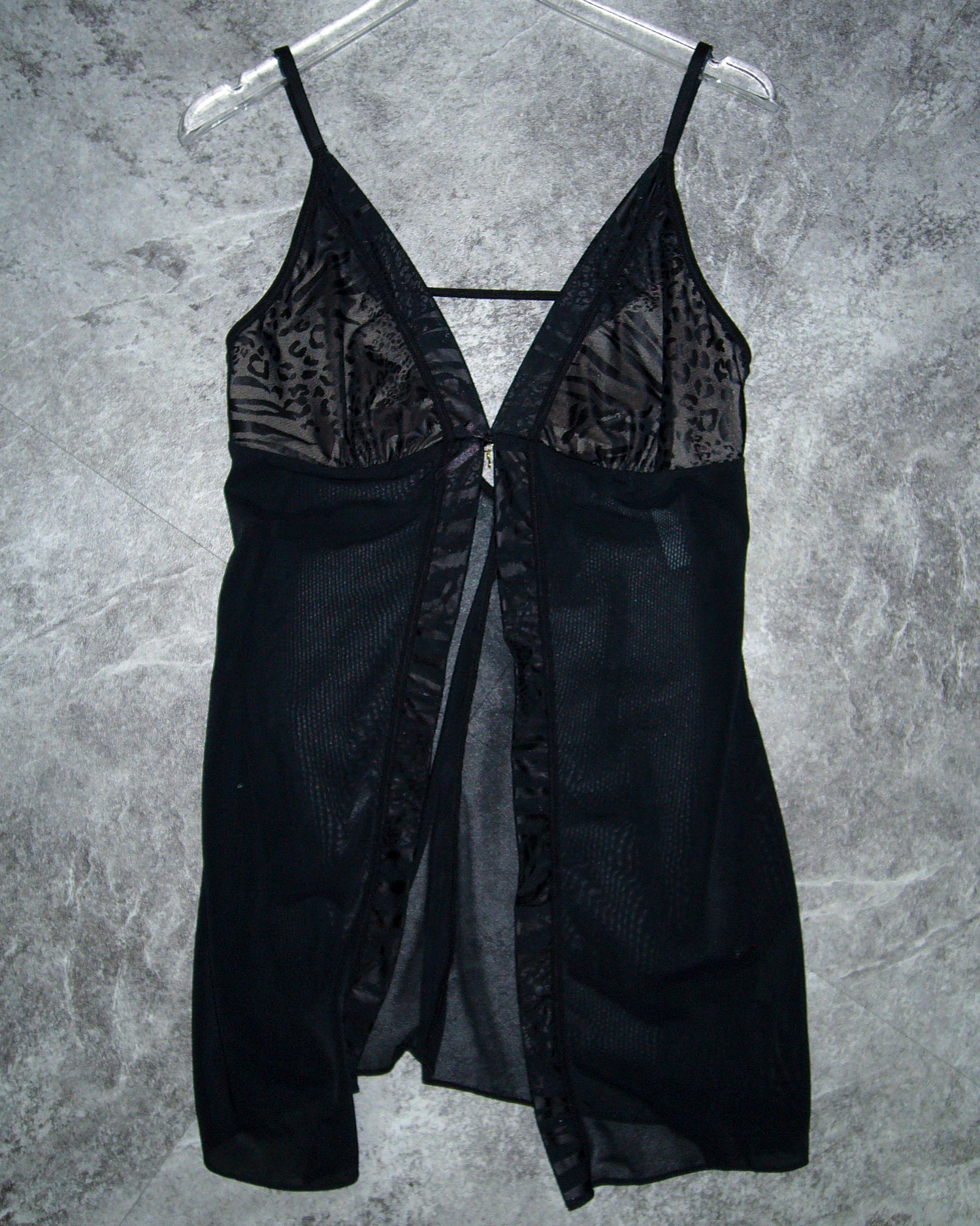 [Vintage] Black Sheer Leopard Top