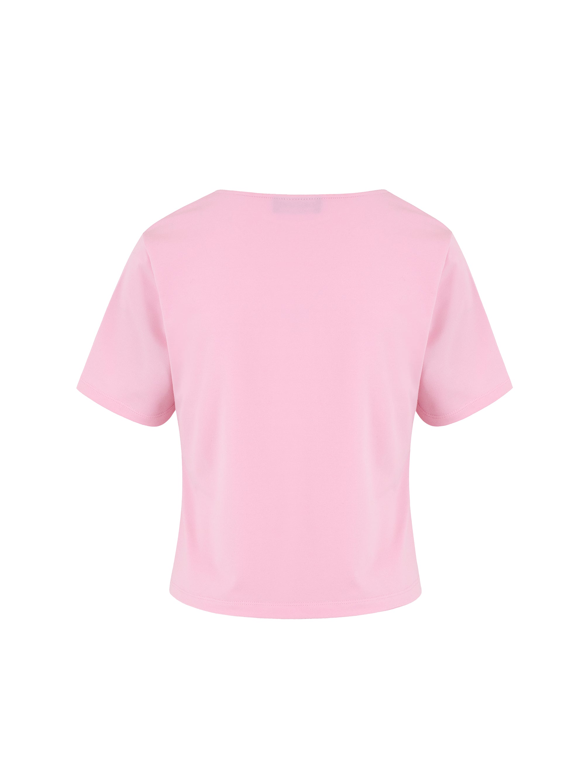 [Yusuki] Logo Rhinestone T-Shirt (Pink)