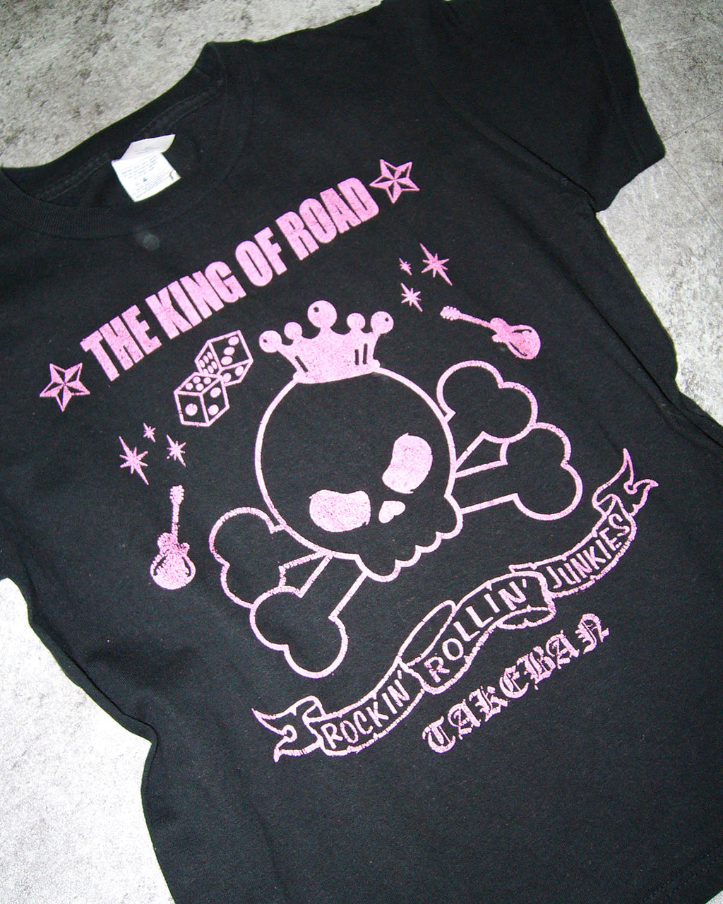 [Vintage] Black Pink Printing Top