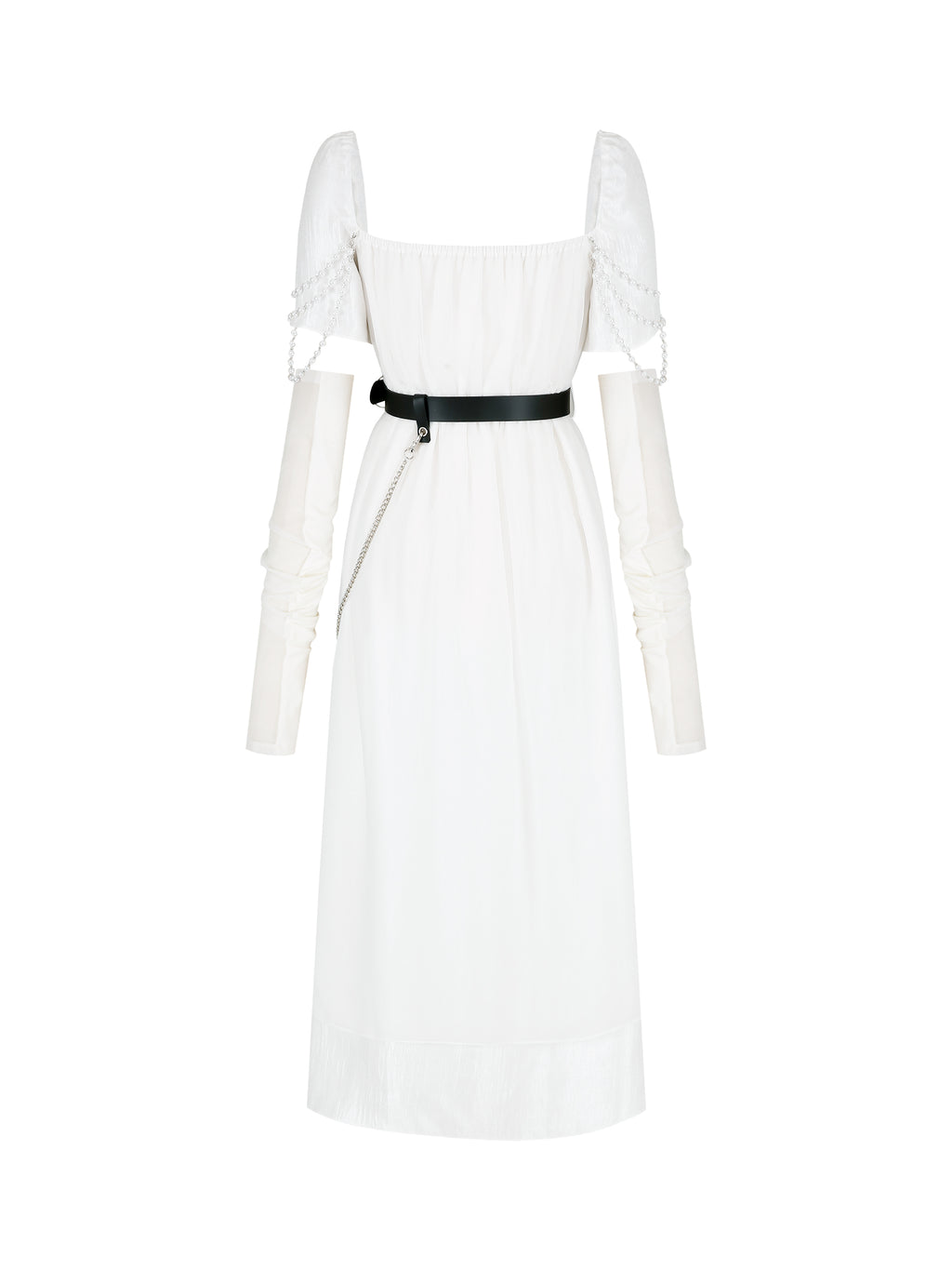 [Yusuki] Layered Dress with Pearls (White)