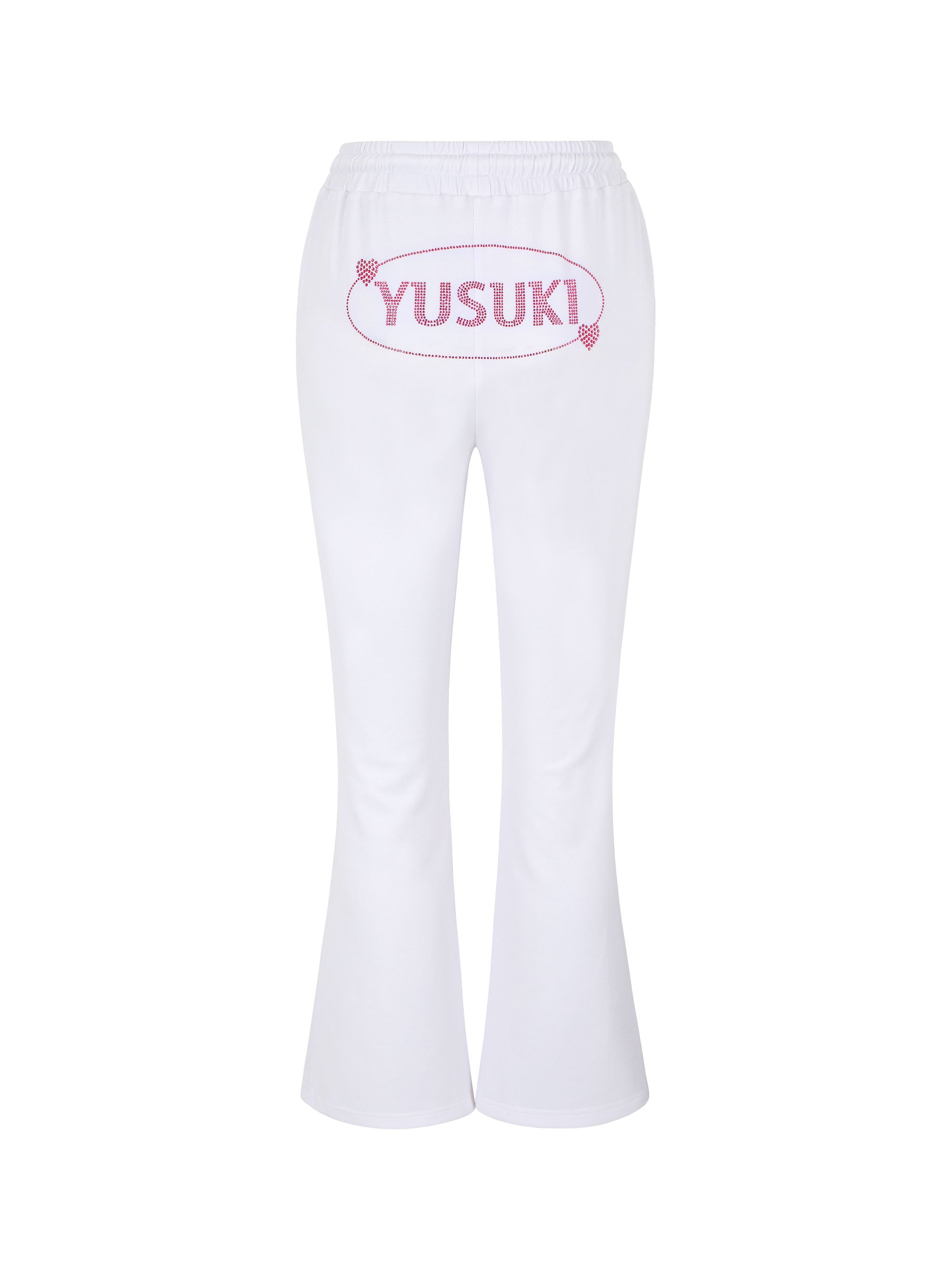 [Yusuki] Logo Rhinestone Pants (White)